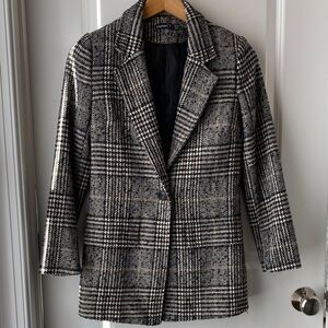 Boohoo Black and White Checkered Blazer